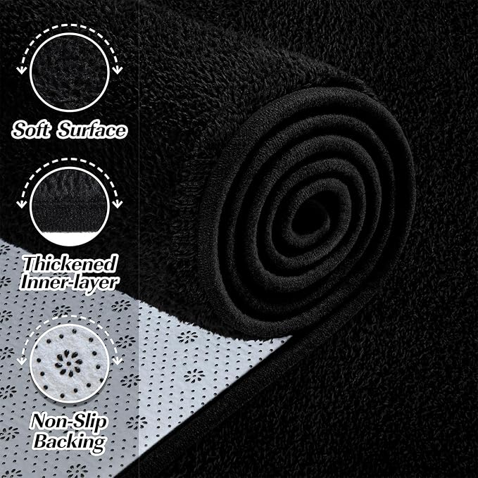 Large Area Rugs for Living Room Bedroom, 4x6 Feet Black Rug, Minimalist Modern Shag Rug, Soft Thick Comfy Memory Foam Indoor Carpet, Non-Slip Washable Rug for Boys Girls Dorm Nursery Room Home Decor
