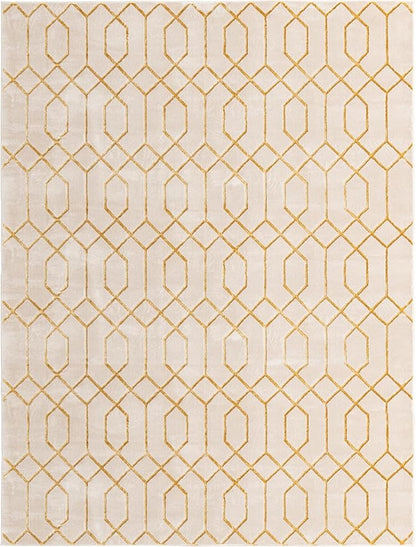 Marilyn Monroe Glam Collection Area Rug - Trellis (10'x 13' Rectangle, White Gold/ Gold)