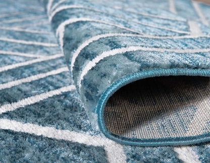 Rugs.com Lattice Trellis Collection Rug – 3' x 5' Blue Low-Pile Rug Perfect for Living Rooms, Large Dining Rooms, Open Floorplans