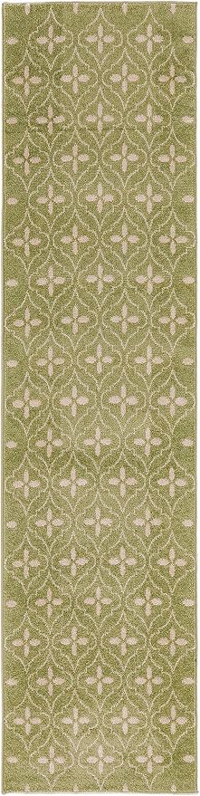 Nourison Home Nourison Essentials Green Ivory 2'2" x 7'6" Area Rug - Easy Clean, Non Shedding, Bed Room, Living Room, Dining Room, Kitchen (8' Runner)