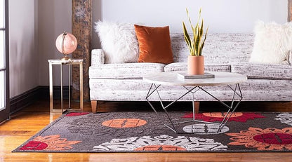 Unique Loom Outdoor Modern Collection Area Rug - Chicago (7' 1" x 10' Rectangle, Brown/ Orange)