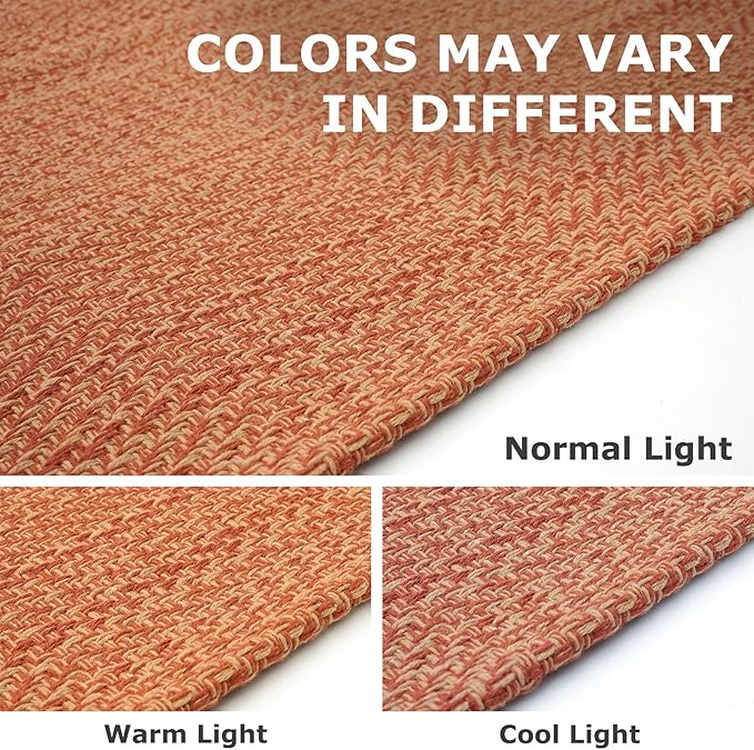 IOHOUZE Small Area Rug 2x3 Washable Woven Rugs for Entryway Non Slip Rubber Backed Front Door Rugs Indoor Doormat Throw Rug Floor Carpet for Entrance Kitchen, Rustic Orange