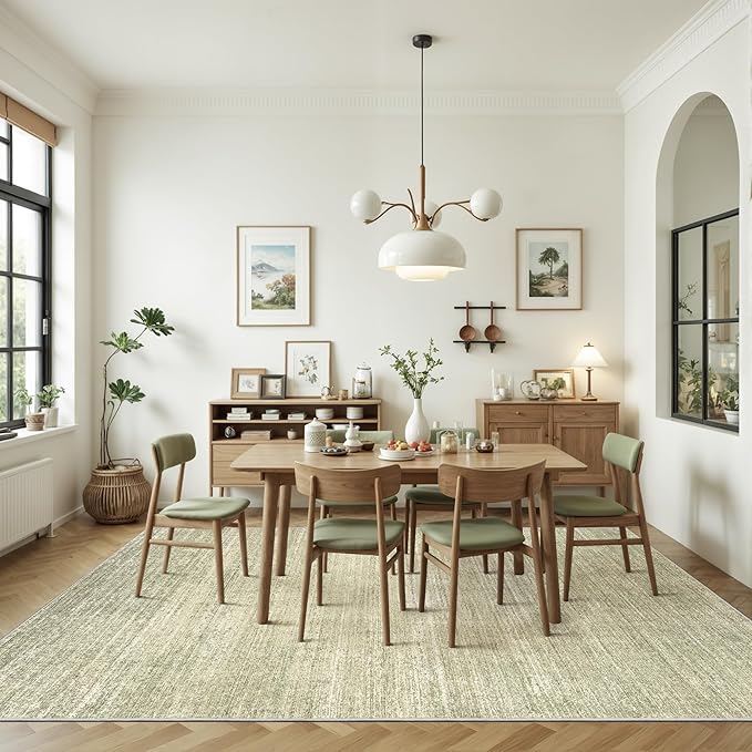 Valenrug Washable Rugs 4x6 - Stain Resistant 4x6 Area Rugs for Living Room, Non Slip Backing Printed Rugs for Bedroom, Folable Machine Washable Area Rug(4'x6', Green)