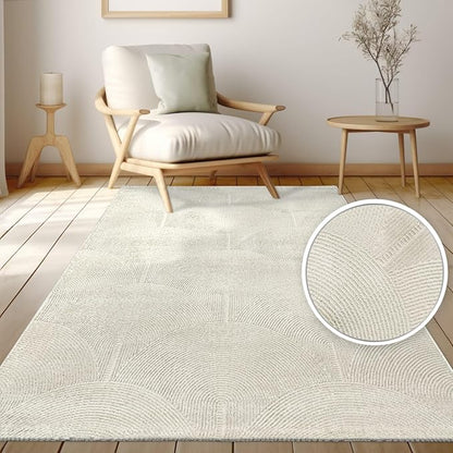 Paco Home Modern Area Rug with Minimalist Arched Lines in Neutral Cream, Size: 2'8" x 4'11"
