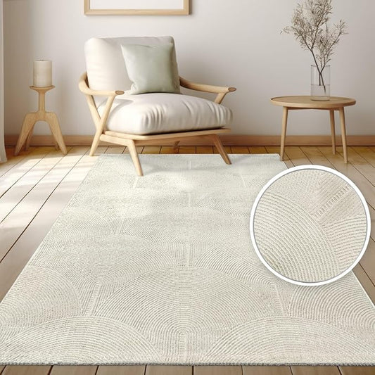 Paco Home Modern Area Rug with Minimalist Arched Lines in Neutral Cream, Size: 2'8" x 4'11"