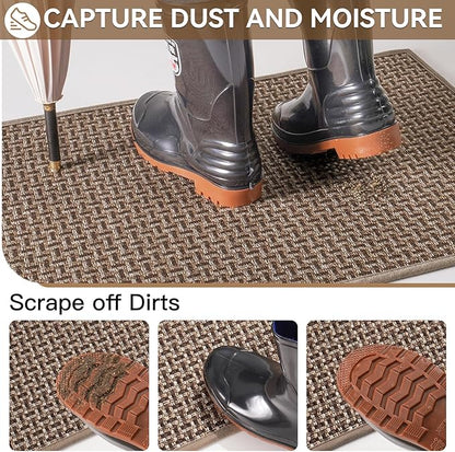 Indoor Door Mat 24"x72",Door Mat Indoor Entrance Dirt Resistant and Absorbent Non-Slip Rubber Backing Front Door Mats Washable Low-Profile Mats for Entryway, Inside Entrance Easy Clean Brown