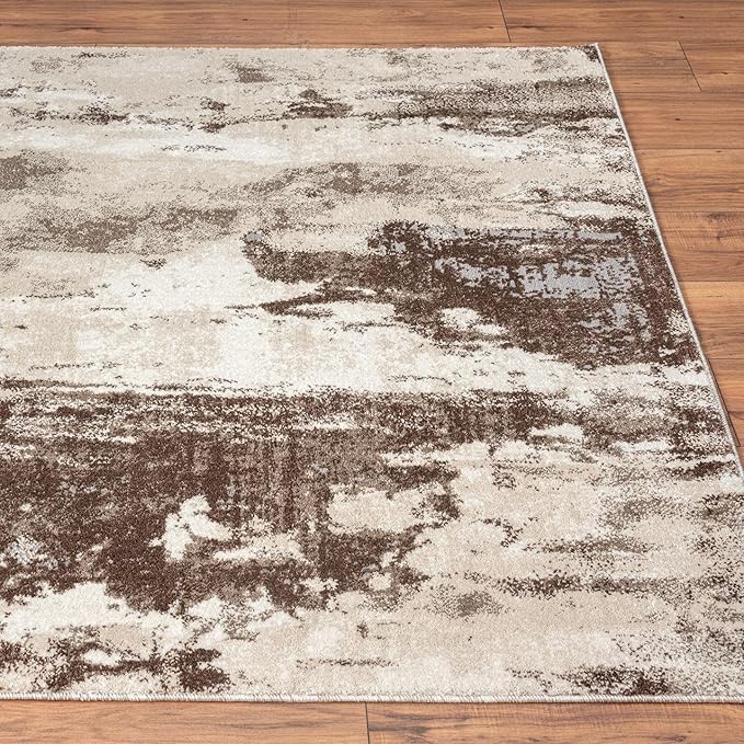 LUXE WEAVERS Euston Collection 7681 Brown 5x7 Modern Abstract Area Rug