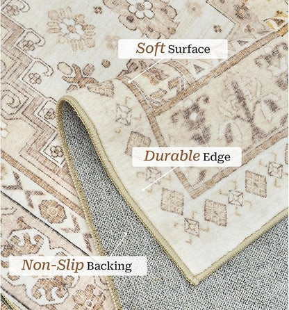 zesthome Washable Runner Rug 2.5x8 - Stain Resistant Entryway Rug,Ultra-Thin Kitchen Rugs, Anti Slip Backing Runner Rugs for Entrance Laundry Room Indoor Hallway (Cream/Beige,2.5'x8')