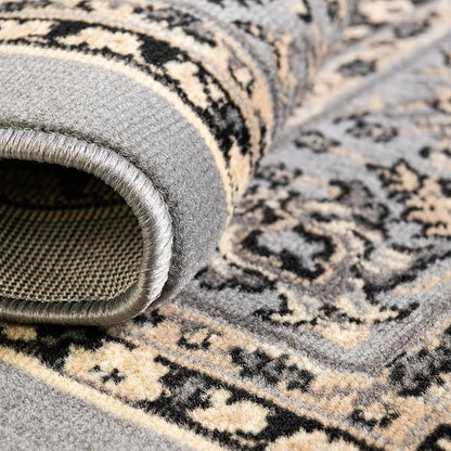 Unique Loom Sialk Hill Collection Area Rug - Washington (4' 1" Round Gray/Black)