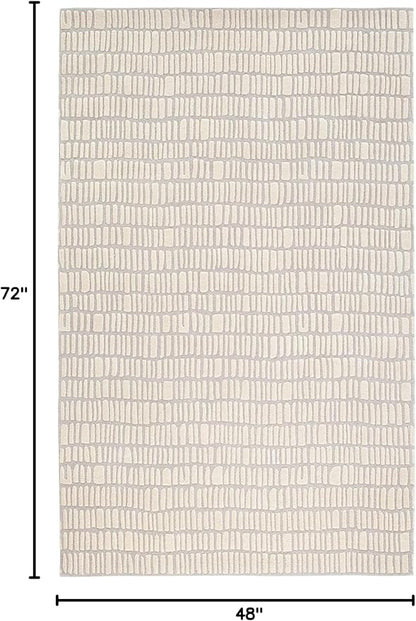 Dash and Albert Roark Wool Area Rug - 4' x 6' Ivory Geometric Hand Tufted Accent Rug - Durable, High Traffic Areas Hallway, Living Room, Stairs - Premium Luxury Hotel Quality Soft Breathable