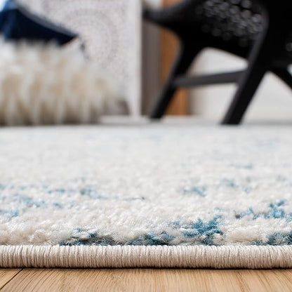 SAFAVIEH Area Rug 12x15 - Tulum Collection - Large - Ivory & Turquoise, Moroccan Boho Tribal Design, Non-Shedding & Easy to Clean, Ideal for Living Room, Bedroom, Dining Space (TUL272E)