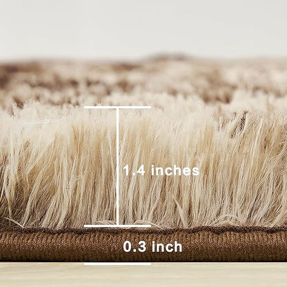 Andency Soft Area Rugs for Living Room Bedroom, 5x8 Fluffy Shaggy Bedside Rug, Non-Slip Large Shag Fuzzy Plush Carpets for Bedroom Kids Dorm Nursery Home Decor Aesthetic, Tie-Dyed Brown