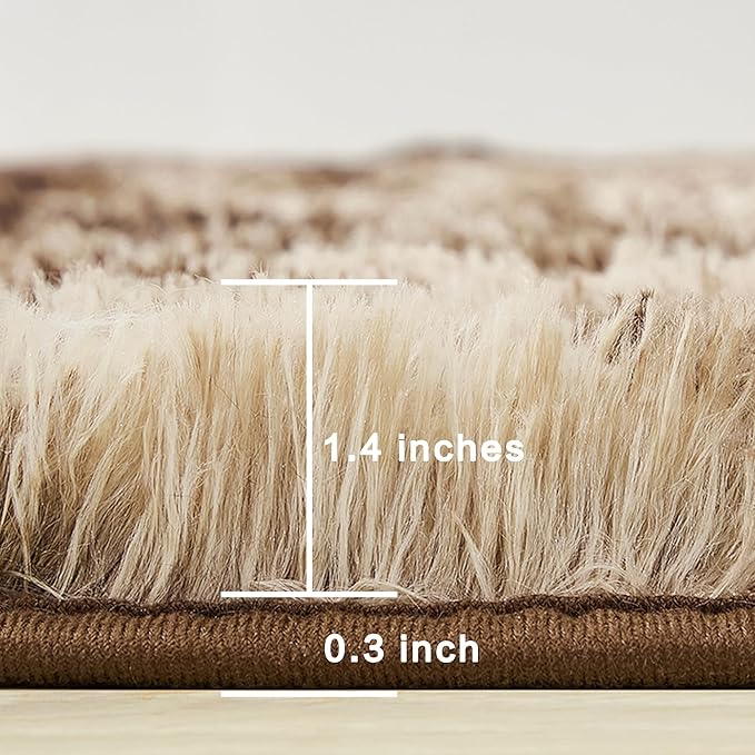 Andency 8x10 Area Rugs for Living Room, Upgrade Non-Slip Fluffy Soft Large Shag Bedroom Carpet, Tie-Dyed Brown Big Indoor Thick Nursery Rug for Kids Dorm Home Decor Aesthetic
