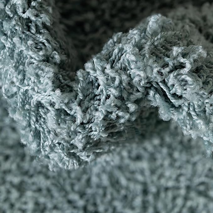 Unique Loom Solid Shag Collection Area Rug (4' 1" x 6' 1" Rectangle, Light Slate Blue)