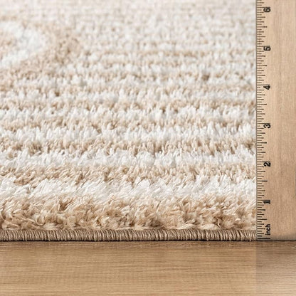 Rugshop Abstract Arch Shag Area Rug Beige 2' x 3' Ideal for Entryways, Kitchens, or Small Spaces
