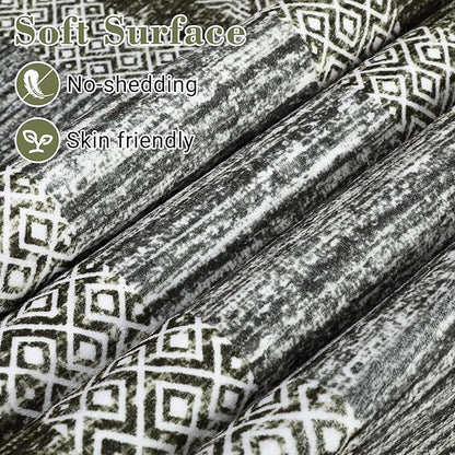 GarveeHome 10x13 Large Washable Geometric Area Rug Non Slip Non Shedding Floor Carpet, Modern Bordered Distressed Green Indoor Printed Rug for Living Room, Bedroom, Office