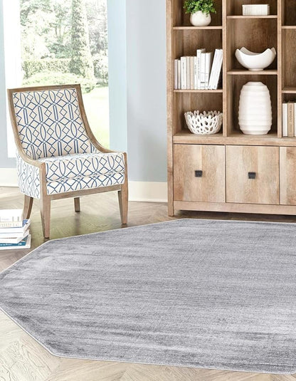Unique Loom Finsbury Collection Area Rug - Kate (5' 3" Octagon, Gray/ Ivory)