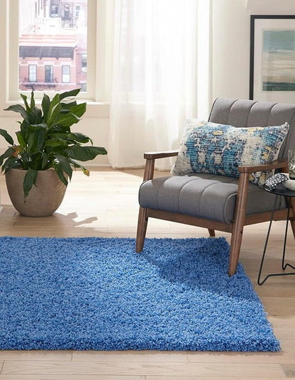 Unique Loom Solid Shag Collection Area Rug (3' 3" x 5' 3" Rectangle, Periwinkle Blue)