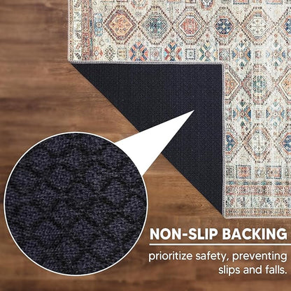 Keen Home Design 4x6 Rug - Machine Washable Area Rug with Non-Slip Backing, Ideal for Living Room, Dining Room, Bedroom - Vintage, Easy Clean, Durable, Low Pile Rug - (4' x 6')