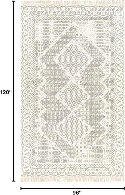 Mark&Day Wool Rugs, 8x10 Nishnabotny Cottage Light Gray Area Rug, Grey Beige Carpet for Living Room, Bedroom or Kitchen (8' x 10')