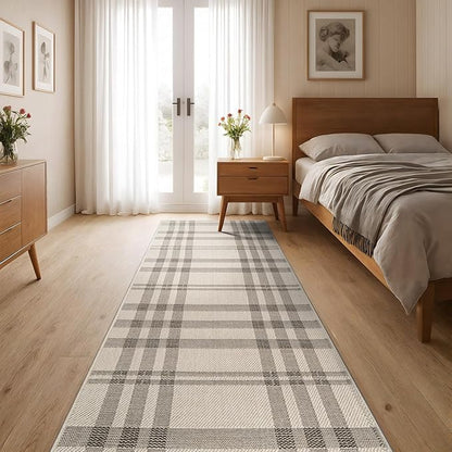 CAMILSON Easy Jute Rug 2x7, Indoor and Outdoor Off-White Runner Rug for Kitchen, Hallway and Entryway, Checkred Boho Woven Design, Easy-Cleaning, Washable Outside Carpet (2 x 7)
