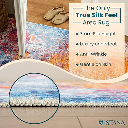 Istana Hallway Runner Rug 2.5x8 - Galaxy Kitchen Rugs Non Slip Washable -Silk's Soft Touch Carpet Runner - Stylish Rugs for Home