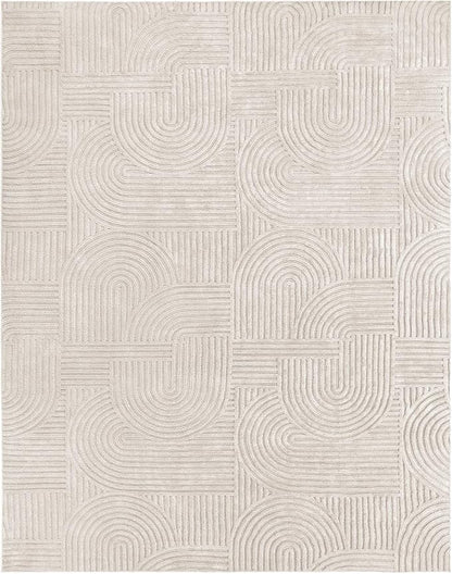 Pauwer 8x10 Washable Area Rugs for Living Room Modern Beige Solid Color Soft Fluffy Rugs for Bedroom Non Slip Boho Accent Indoor Mat Floor Carpet Cover for Kids Room Dining Room Kitchen Office