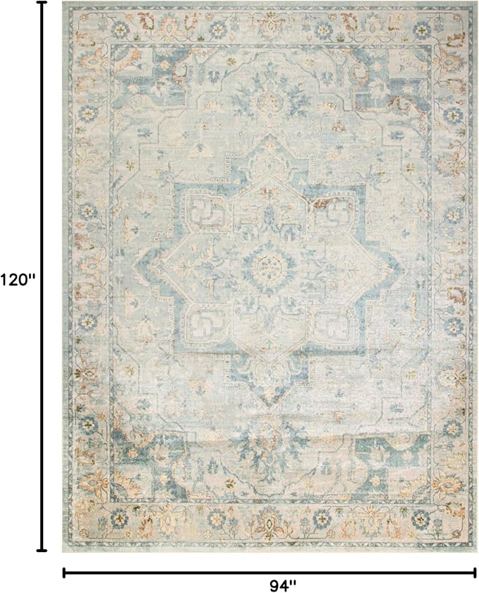 Nourison Home Astra Machine Washable Light Blue 7'10" x 10' Area Rug - Easy Clean, Non Shedding, Bed Room, Living Room, Dining Room, Kitchen (8' x 10')