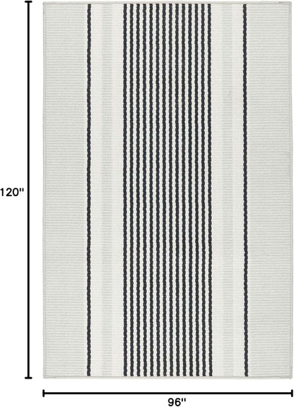 Dash & Albert Gunner Stripe Machine Washable Rug, 7.5 X 9.5 Feet, Grey Stripe Pattern - Premium Luxury Hotel Quality Soft Breathable Hypoallergenic Machine Washable Easy Care All Season Comfortable