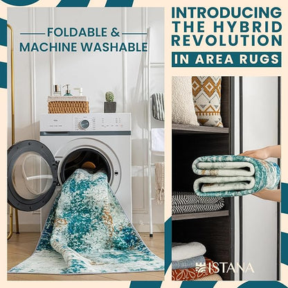 Istana 9x12 Area Rug - Green 9 x 12 Area Rugs for Living Room - Foldable 9x12 Rugs for Bedroom/Living Room Rug - Stain Resistant Washable Rugs - Eco-Friendly Area Rugs