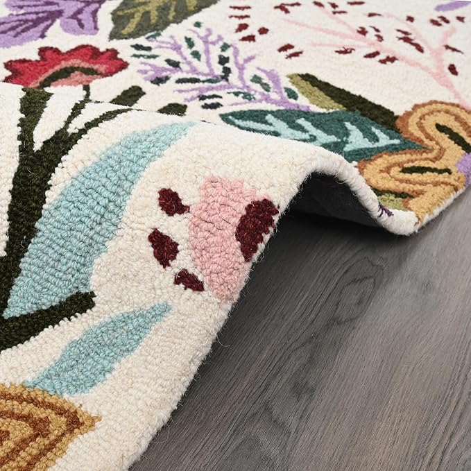 Hand-Tufted Floral Area Rug - Colorful Garden Design with Beautiful Flower Patterns - Modern Style Premium Carpet for Living Room & Bedroom or Kitchen (2.6'x12')