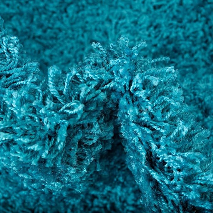 Unique Loom Solid Shag Collection Area Rug (3' 3" Round, Turquoise)