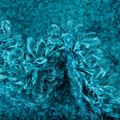 Unique Loom Solid Shag Collection Area Rug (5' 1" x 8' Oval, Turquoise)