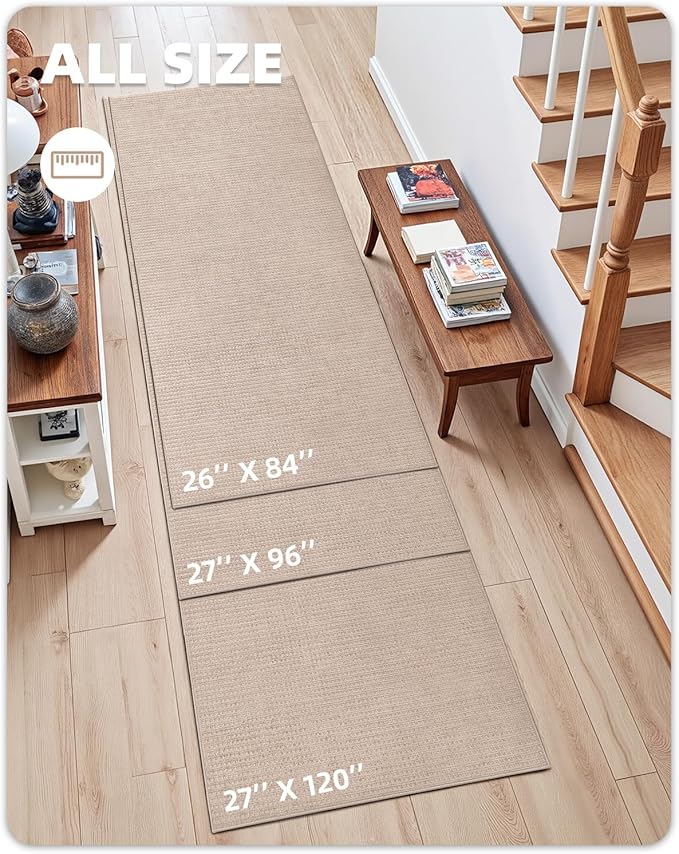 Color&Geometry Hallway Runner Rug 2'x7', Extra Thin Area Rug, Non Slip Kitchen Rug, Washable Laundry Rug Runner, Easy to Clean Floor Carpet Runners for Hallways Entrance Living Room Bedroom, Beige