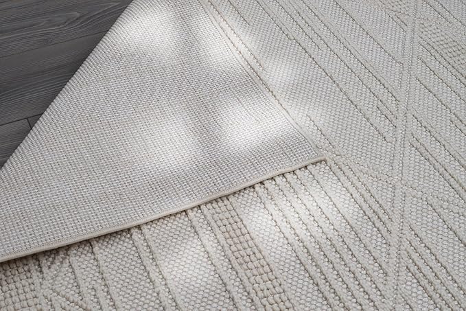 CAMILSON Micro Loop Rug 6x9 Modern Luxury Geometric Pattern Area Rugs Soft High and Low Pile Stain Resistant Easy-Cleaning Non-Shedding for Living Room Office Indoor Carpet (6 x 9 / White)