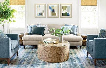 Dash and Albert Paint Chip Wool Area Rug - 2' x 3' Blue Graphic Hand Micro Hooked Accent Rug - Durable, High Traffic Areas Hallway, Living Room, Stairs