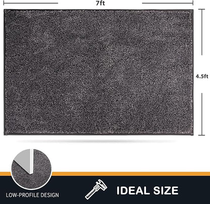 PURRUGS Easy Care Area Rug 4.5ft x 7ft, Non-Slip Washable Entryway Rug, Dog Door Mat, Stain Resistant Accent Rug for Hallway, Living Room, Bedroom and Mudroom, Light Grey-Dark Grey