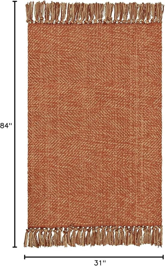 Collive Long Hallway Rug, 2.6' x 7', Washable Indoor Entryway Rug, Terracotta Braided Woven Rugs, Low-Profile Floor Carpet for Laundry Room, Bedroom