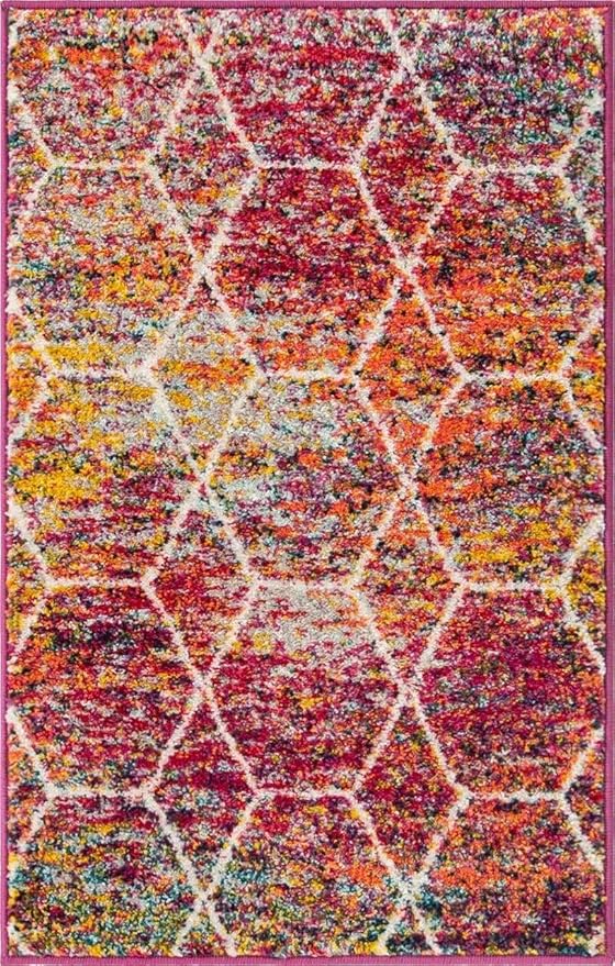 Unique Loom Trellis Frieze Collection Area Rug - Geometric (2' x 3', Multi/ Ivory)
