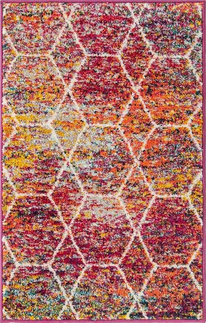 Unique Loom Trellis Frieze Collection Area Rug - Geometric (2' x 3', Multi/ Ivory)
