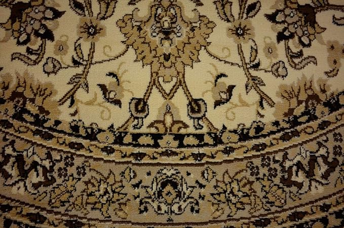 Unique Loom Sialk Hill Collection Area Rug - Washington (7' 10" Round Ivory/Black)