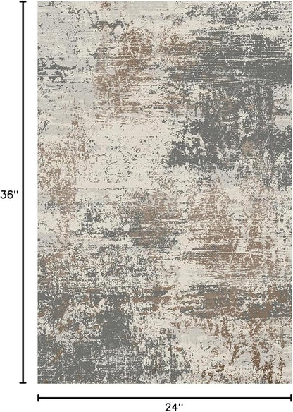 Ciicool Modern Abstract Area Rug 2x3 Washable Small Entryway Rugs, Non-Slip Low Pile Throw Rug, Thin Kitchen Bathroom Rug, Grey Brown Floor Carpet for Entrance Living Room Bedroom Indoor Door Mat