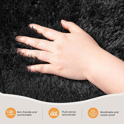 Zentavio 8x10 Black Area Rugs for Living Room Clearance Bedroom Large Men Room Carpet Fluffy Furry Shag Aesthetic Plush High Pile Floor Rug for Nursery Kids Room Dorm Home Decor