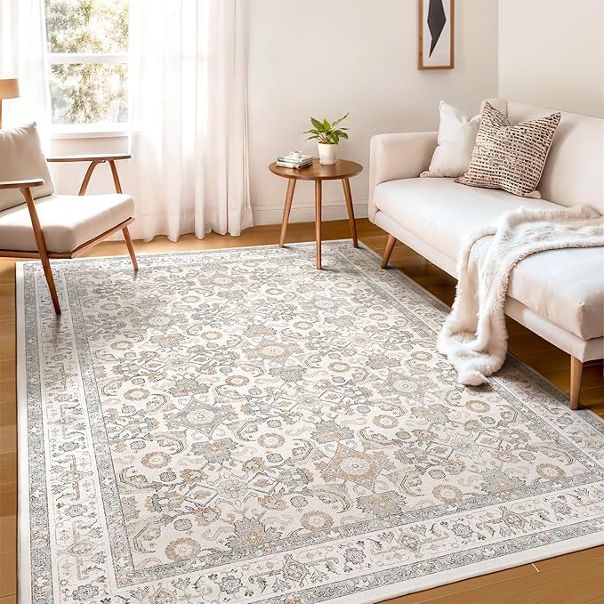 WITSHOCK Living Room Area Rugs 5x8: Soft Non-Slip Backing Washable Rugs Vintage Large Carpet for Bedroom Office Dining Room Kitchen Stain Resistant Home Decor Rug