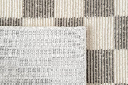 Revival Rugs Gambit 7'10"x10' Checkered Rug Washable Area Rug for Living Room Bedroom - 100% Recycled Oeko-TEX Certified, Medium Pile, Gray, Beige