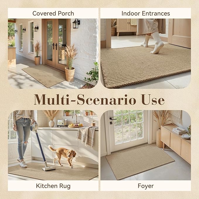 Jute Front Door Mat Indoor Entrance Indoor Door Mat Rugs for Entryway Entry Entrance Mats Inside Doormat Welcome Mats Boho 17"X30" Half Circle Round