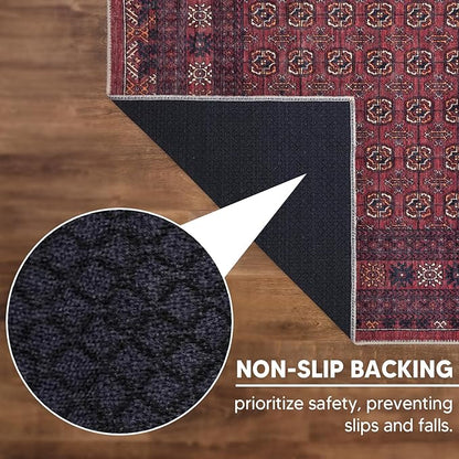 Keen Home Design 2x12 Rug - Machine Washable Runner with Non-Slip Backing, Ideal for Hallway, Entryway, Kitchen, Laundry Room - Vintage, Easy Clean, Durable, Low Pile Rug - (2'6" x 12')