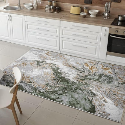 LUXE WEAVERS Marble Swirl Abstract Area Rug, Green 4x5