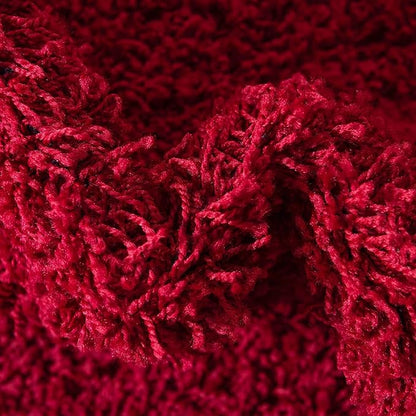 Unique Loom Solid Shag Collection Area Rug (5' 1" x 8' Oval, Cherry Red)