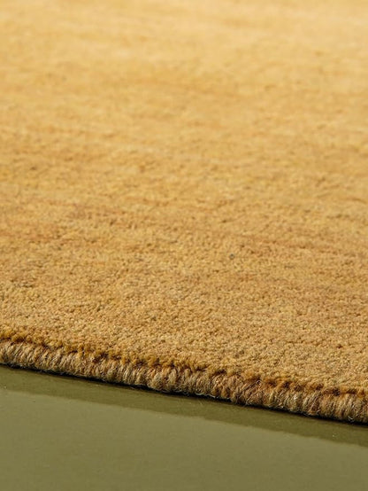 Hand Knotted Loom Wool ECO-Friendly Area Rugs - 6'x6', Square, Gold Color, Solid Plain Design, High Pile Thick Handmade Anti Skid Area Rugs for Living Room, Bed Room (L00111)